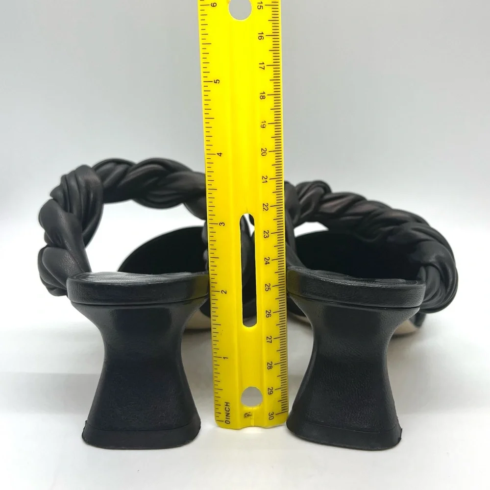 M. Gemi Braided Twist Leather Heeled Mule Pumps 37.5 - Picture 11 of 16